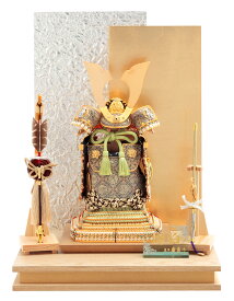 五月人形 久月 コンパクト 鎧平飾り 鎧飾り 利光監製 獅狛之奉納鎧 正絹萌黄匂縅 5号 金銀衝立屏風 【2026年度新作】 h075-k-29305 D-17