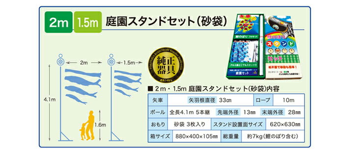 楽天市場】こいのぼり 徳永鯉 鯉のぼり 庭園用 1.5m6点スタンドセット 