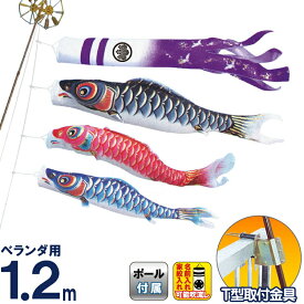 こいのぼり キング印 鯉のぼり ベランダ用 1.2m ホームセット 寿光 ポリエステル 撥水 T型金具フルセット 家紋・名前入れ可能 【2025年度新作】 ym-7513012