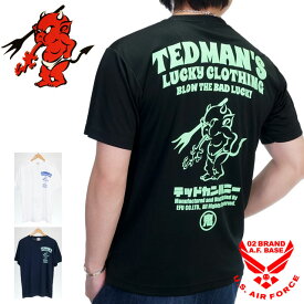 テッドマン テディーエンブレムプリント 吸水速乾 ドライ半袖Tシャツ メンズ ユニセックス 新作2021年モデル TEDMANS tdryt-1100a