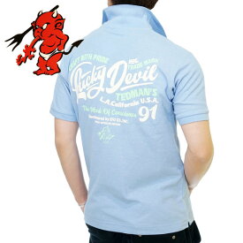 テッドマン Lucky Red Devil レタリングプリント ドライ半袖ポロシャツ メンズ ユニセックス 新作2022年モデル TEDMANS tsps-139d1