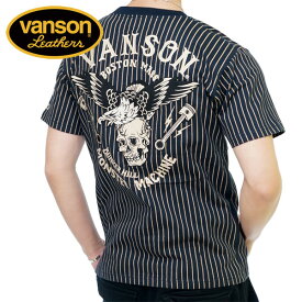 アウトレットセール!!バンソン イーグルスカル 刺繍 半袖 Tシャツ メンズ 新作2022年モデル VANSON nvst-2214