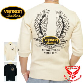 アウトレット!!バンソン フライングフェザー サーマル6分袖 Tシャツ メンズ 新作2022-2023年モデル VANSON nvlt-2208