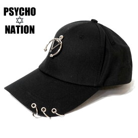 アウトレット!!サイコネーション ピアス付き キャップ 帽子 CAP ユニセックス 新作2022-2023年モデル PSYCHO NATION 169906