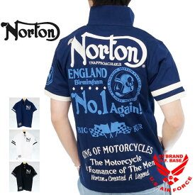 アウトレット!!ノートン ナンバリング ロゴ刺繍 袖ライン 半袖ポロシャツ メンズ 新作2023年モデル NORTON 232n1231