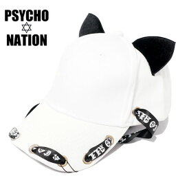 アウトレット!!サイコネーション リボン付き ネコ耳キャップ 帽子 ユニセックス 新作2023年モデル PSYCHO NATION 169926