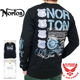 ノートン ブルーペイズリーロゴ刺繍 MAX柄 長袖Tシャツ ロンT メンズ 新作2024年モデル NORTON 241n1109