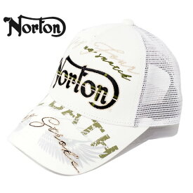 ノートン ロゴラメ刺繍 グランジ加工 メッシュキャップ 帽子 メンズ 新作2024年モデル NORTON 241n8700
