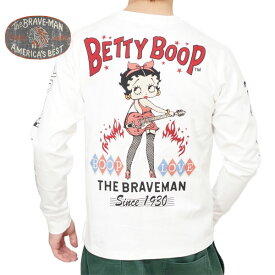 ブレイブマン ベティブープコラボ ロカビリーベティー刺繍 長袖Tシャツ ロンTee メンズ 新作2024年モデル THE BRAVE MAN BETTY BOOP bbb-2401