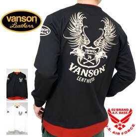 バンソン フライングイーグルエンブレム 刺繍 フェイクレイヤード 長袖Tシャツ ロンTee メンズ 新作2024年モデル VANSON nvlt-2405