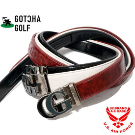 ガッチャゴルフ 3Dエンボスロゴ ホールレス PUレザー ベルト ユニセックス 新作2024年モデル GOTCHA GOLF 241gg8100