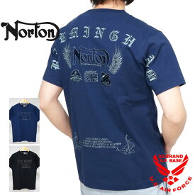 ノートン 同色ラメ刺繍 フェザーロゴ 半袖Tシャツ メンズ 新作2024年モデル NORTON 242n1001