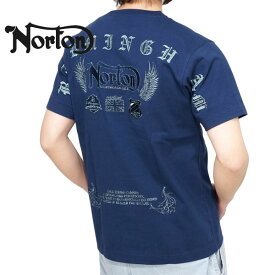 ノートン 同色ラメ刺繍 フェザーロゴ 半袖Tシャツ メンズ 新作2024年モデル NORTON 242n1001