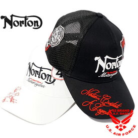 ノートン プレミアムワッペン ロゴ刺繍 ツイル メッシュキャップ 帽子 メンズ 新作2024年モデル NORTON 242nn8700