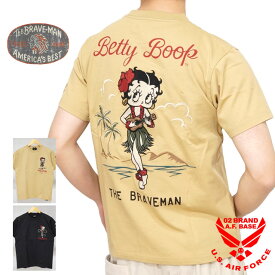 ブレイブマン ベティブープコラボ アロハベティー刺繍 半袖Tシャツ メンズ 新作2024年モデル THE BRAVE MAN BETTY BOOP bbb-2415