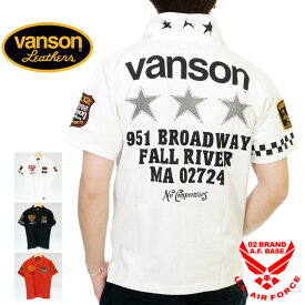 バンソン 3スタープリント 天竺 半袖ポロシャツ メンズ 新作2024年モデル VANSON nvps-2202