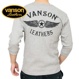 バンソン フライングエンブレム刺繍 テレコ Vネック 6分袖Tシャツ メンズ 新作2024年モデル VANSON nvst-2410