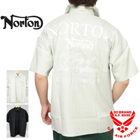 ノートン ロゴ刺繍 ドロップショルダー 半袖シャツ メンズ 新作2024年モデル NORTON 242n1504