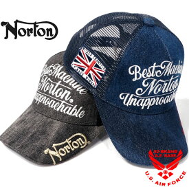 ノートン ロゴ刺繍 パイピング デニム メッシュキャップ 帽子 メンズ 新作2024年モデル NORTON 242n8700