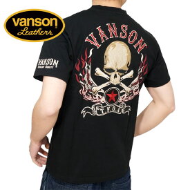 バンソン クローズワーストコラボ フライングクロスボーンスカル 刺繍 半袖Tシャツ メンズ 新作2024年モデル VANSON 武装戦線 TFOA crv-2403
