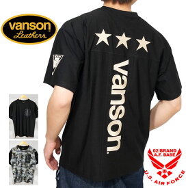 バンソン ラインエンブレムロゴ刺繍 ドライ 半袖Tシャツ メンズ 新作2024年モデル VANSON nvst-2417