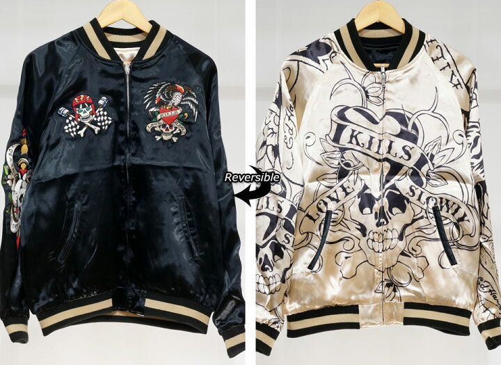 楽天市場】エド・ハーディー タイガー ハートスカル刺繍 リバーシブル  