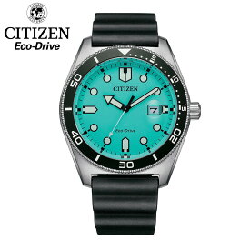 【新品・2年保証】国内未発売 CITIZEN シチズン エコドライブ ECO-DRIVE AW1760-14X ソーラー 100M防水 ティファニーブルー ダイヤル ダイバーデザイン アナログ カレンダー ブラック ウレタンベルト JAPAN MOVEMENT TIFFANY BLUE