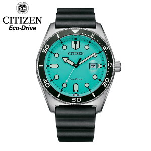 CITIZEN シチズン エコドライブ ECO-DRIVE 国内未発売 AW1760-14X ソーラー 100M防水 ティファニーブルー ダイヤル ダイバーデザイン アナログ カレンダー ブラック ウレタンベルト JAPAN MOVEMENT TIFFANY BL