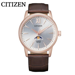 CITIZEN �V�`�Y�� �����Y �r���v Quartz Moonphase �A�i���O �N�H�[�c ���[���t�F�C�Y AK5003-05A 50M�h�� �V���o�[ ���[�Y�S�[���h �s���N�S�[���h �u���E�� ���U�[�x���g �v�x���g ���{�����[�u�����g