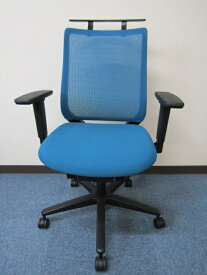 コクヨ Mitra オフィスチェア ハンガー 可動肘付チェア スタンダードバック ターコイズ【中古】