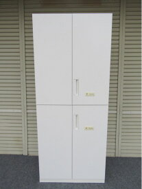 【中古キャビネット】H2150 コクヨ エディア 両開き書庫 上下セット（ ダイヤル錠）【中古品】ホワイト