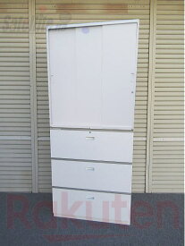 【中古書庫】ITOKI シンライン 3枚引違い＋3段ラテラル キャビネット 鍵1個付