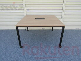 【中古】コクヨ インベントFSデスク ミーティングテーブル 1200角テーブル キャスター付き 配線口付