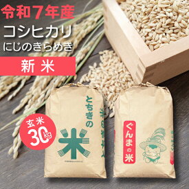 米 30kg 玄米 令和7年 新米 コシヒカリ にじのきらめき 30キロ 栃木県産 群馬県産 精米なし 送料無料 選べる銘柄 お米 食味良好 人気品種 長期保存可