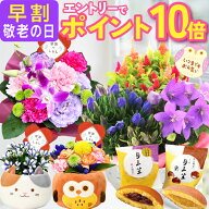 【エントリーでポイント10倍】 早割 敬老の日 ギフト 花 花鉢 スイーツ 花とお菓子 鉢植え 生花 アレンジ…