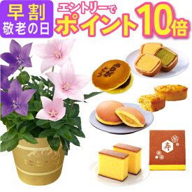 【エントリーでポイント10倍】 敬老の日 プレゼント ギフト 花 スイーツ 鉢植え 花鉢 カランコエ 鉢花 生花 敬老 孫 お菓子 和菓子 文明堂 どら焼き カステラ巻 栗 中島大祥堂 こがね芋 敬老の日プレゼント 送料無料 選べる セット