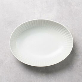 楕円皿 洋食器 【 SHINOGI ベーカー 】【 アイボリー 】 しのぎ 楕円皿 オーバル カレー皿 カレー皿 サラダボウル 白いお皿 白い器 食洗機使用可 電子レンジ対応可