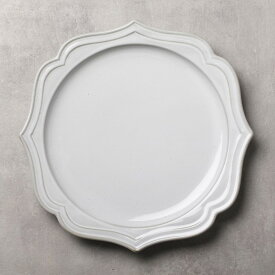 丸皿 23cm 【 Fiorire フィオリーレ サークルプレート 】【 シャビーホワイト 】 Lサイズ 洋皿 アンティーク風 メイン料理 パスタ皿 ランチプレート カフェ食器 白いお皿 使いやすい器 もらって嬉しいプレゼント 女性 男性 料理写真 食洗機対応 電子レンジ対応