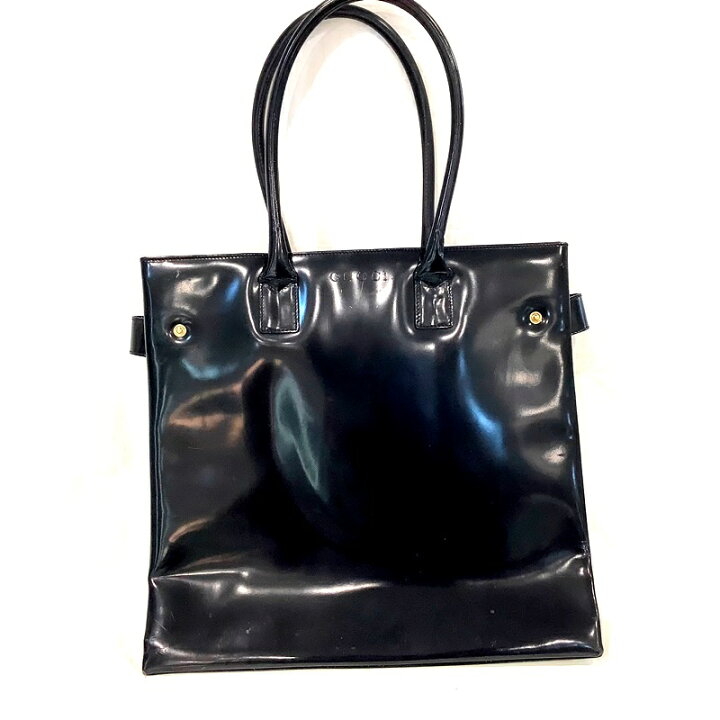 楽天市場】GUCCI グッチ トートバッグエナメル ブラック 持ち手付け根  