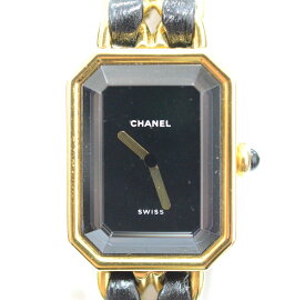 シャネル(CHANEL）　プルミエール　M　H0001　GP×革　黒文字盤　クオーツ　レディース　腕時計　【中古】　JA-19054