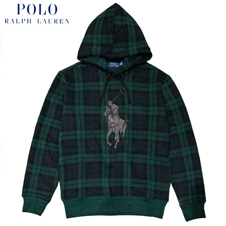 楽天市場】POLO RALPH LAUREN LEATER BIG PONY PLAID FLEECE HOODIE 