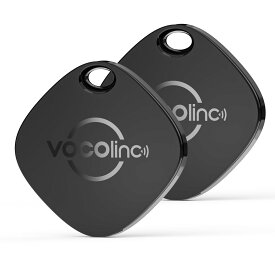VOCOlinc Key Finder エアタグ 紛失防止タグ(2個セット) Appleの「探す」 (iOSのみ対応), スマートタグ 忘れ物防止 タグ 超薄(0.75 cm) Bluetooth トラッカー 探し物（鍵、荷物用）電池交換可能 軽量 黒