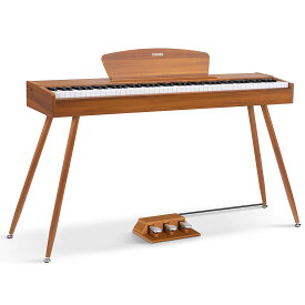 Donner 電子ピアノ 88鍵 ハンマーアクッション鍵盤 3本ペダル スタンド アダプター付 日本語説明書 茶色 DDP-80