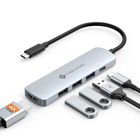 NOVOO 4K HDMI USB C ハブ 5-in-1 Type-C ハブ【4K@30Hz HDMI+3USB A 高速データ転送+PD100W 急速充電】USB ハブ USB-C アダプター タイプ C ハブ iPhone 15/15 Pro/NEC/FCCL/ASUS/Lenovo/Dynabook/MacBook Pro Air M1M2 USB-C ドック