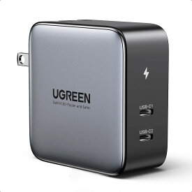 UGREEN Nexode PD充電器 100W 2ポート 窒化ガリウムGaN採用 USB C充電器 MacBook Pro MacBook Air Dell XPS iPad Pro iPad Galaxy S24/S23 iPhone 15/14/13/12/11/XR Pixelに対応 ノートPC/タブレット/携帯電話 PSE認証済み/PD対応/PPS規格対応 折り畳み式