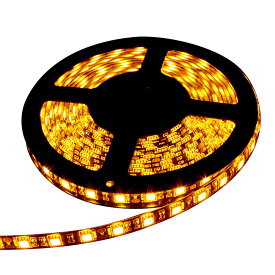 LEDテープライト 12V 防水 両端子 5メートル 3チップ (黄色/黒ベース)