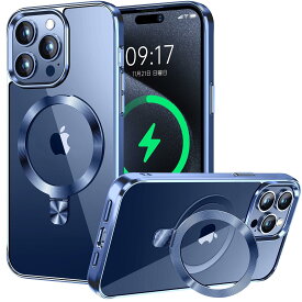 CSZENMEN【CD MagSafeリング・スタンド一体】iPhone12 Pro Max 用クリアケース[MagSafe対応・隠しスタンド] [本体の色・メッキバンパー]ストラップホール付き 角度調整可 米軍MIL規格取得・耐衝撃 アイホン12 Pro Max透明ケース スマホケース12プロマックス人気6.7インチ