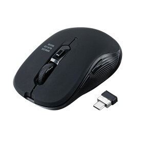 サンワダイレクト ワイヤレスマウス type-c 無線マウス 5ボタン （戻る/進むボタン搭載） ブルーLED iPad Pro/Mac/Win/Android対応 dpi切替 400-MAWC097BK