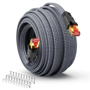 yzSnowkids LANP[u CAT8 15M JeS[8 C[TlbgP[u RJ45 RlN^ 40Gbps/2000MHz CAT8  V[h f [^ PS3 PS4 XboxɑΉ