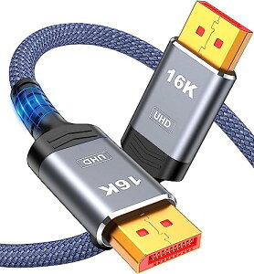 【送料無料】Snowkids displayportケーブル 16k 2.1規格 dpケーブル 3m 高速伝送 80Gbps 16K@60Hz 10K@60Hz 8K@120Hz 4K@240Hz HDR DSC FreeSync G-Sync対応